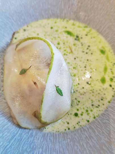 Ostriga, hruška, emulzija kefirja.